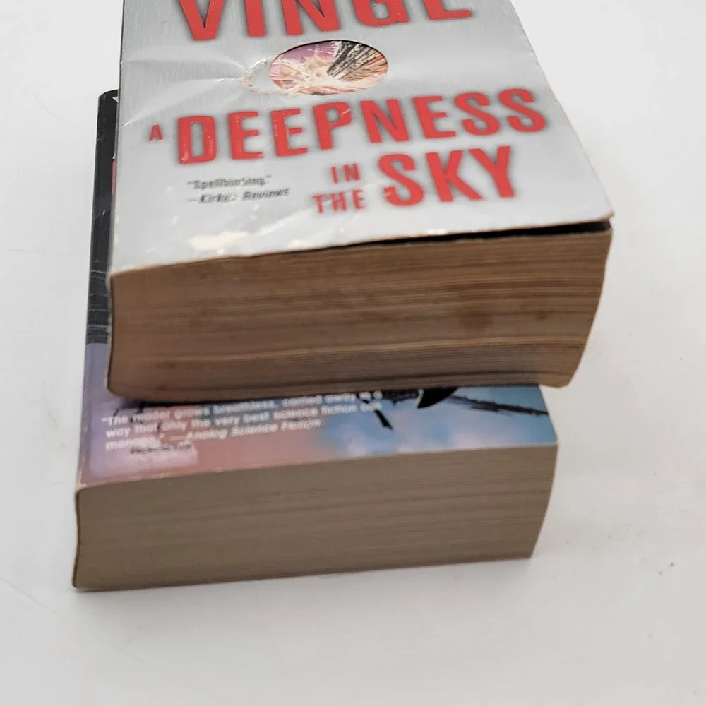 Vernor Vinge A Fire Upon the Deep A Deepness in the Sky Paperback Set Good